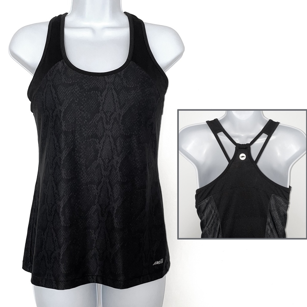 Avia Black Mesh/Snakeskin Print Racerback Sport Tank Size M